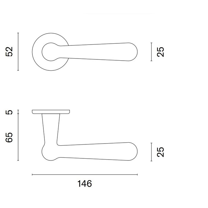 Aprile Black solid Aprile door handles ROSEMARY round Ø 52x5 mm