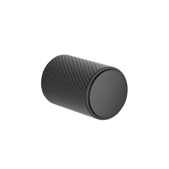 Aprile Round matte black furniture knob 1060 ribbed Ø 20mm