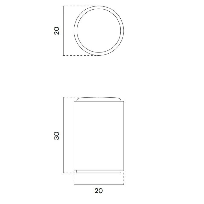 Aprile Round matte black furniture knob 1060 ribbed Ø 20mm