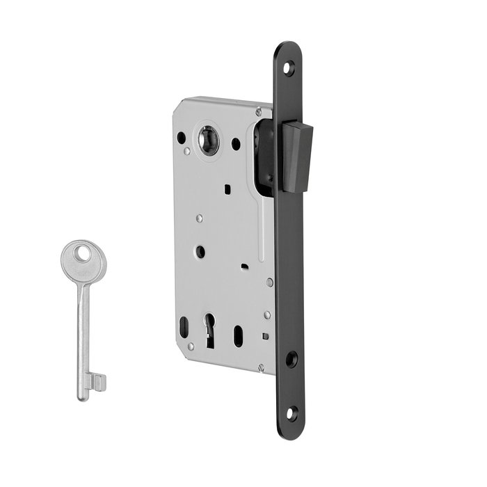 Aprile Mat zwart magneetslot 2867 sleutelgat asmaat 90mm - afgeronde voorplaat 196x18mm