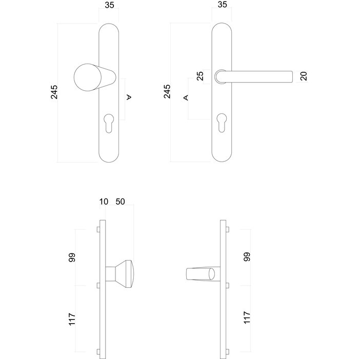 HDD Raccord de sécurité noir sur flasque - poignée et pommeau - structure UV PZ