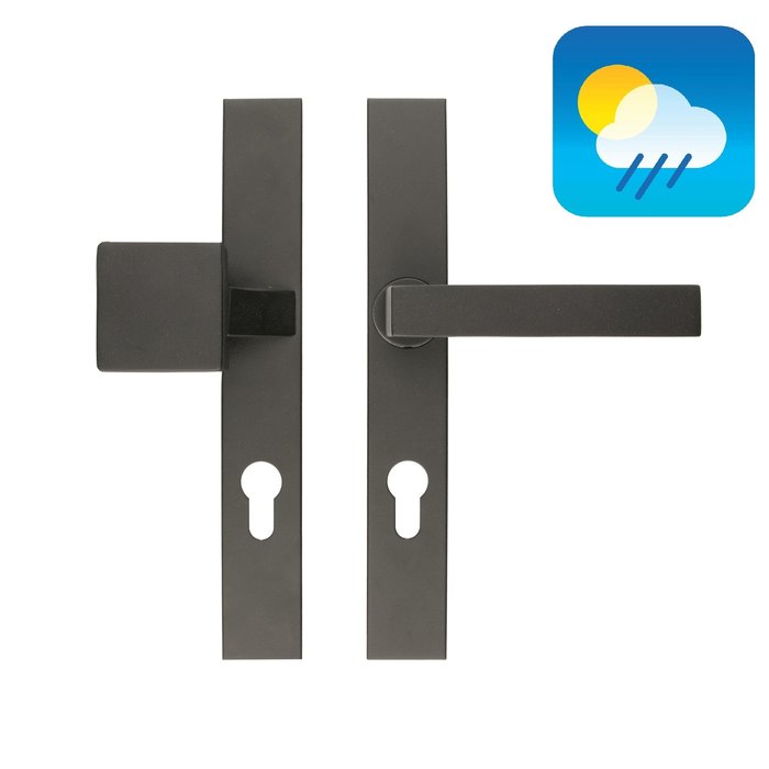 HDD Black safety fitting on straight backplate - handle and knob - UV structure PZ