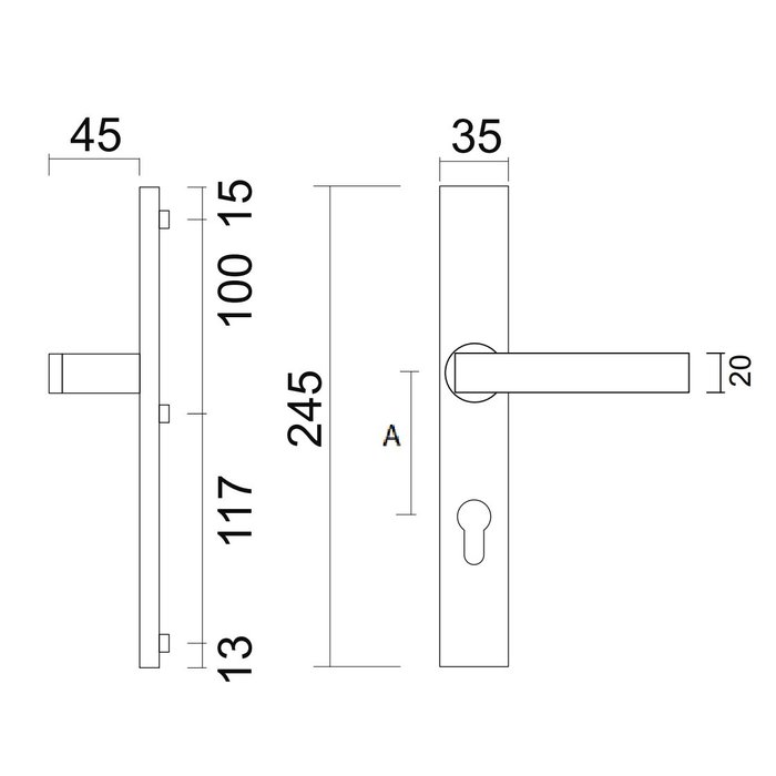 HDD Zwart veiligheidsgarnituur op recht schild - kruk en kruk - UV structuur PZ