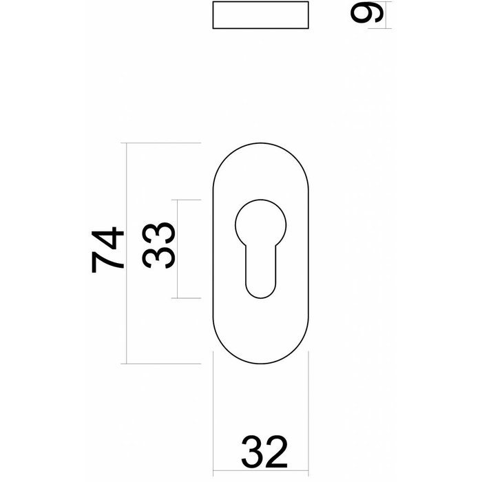 HDD 1 Zwart veiligheidscilinderplaatje ovaal 9mm - structuur UV PZ