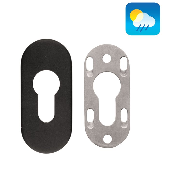 HDD 1 Zwart veiligheidscilinderplaatje ovaal 9mm - structuur UV PZ