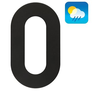 HDD House number "0" - 130 mm black textured UV