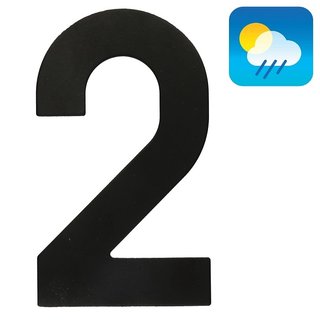 HDD House number "2" - 130 mm black textured UV