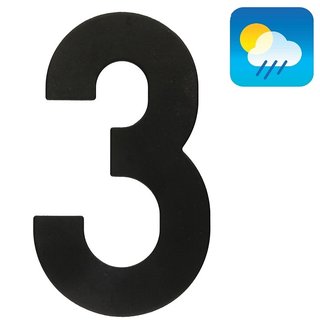 HDD House number "3" - 130 mm black textured UV
