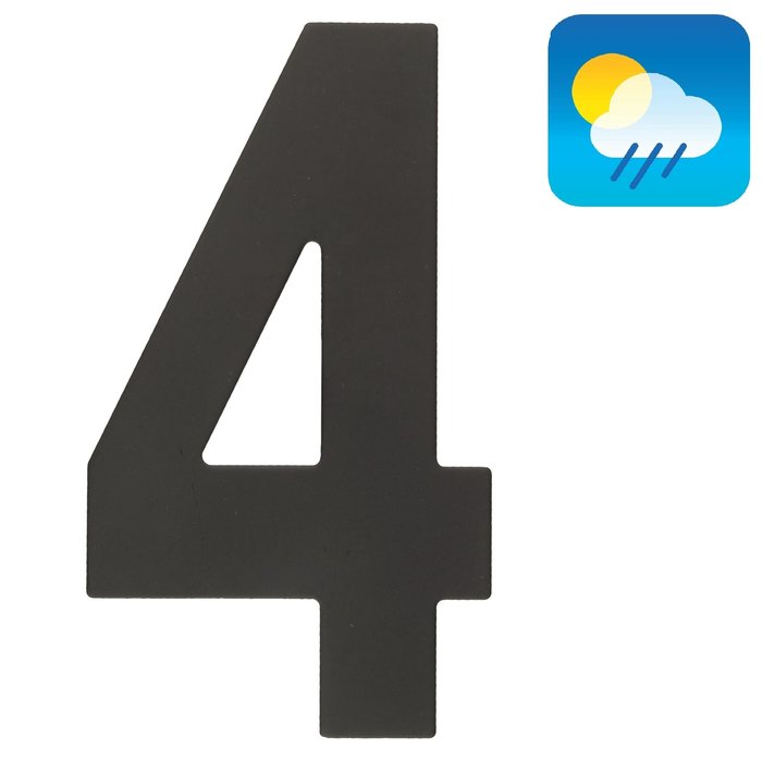 HDD Numéro de maison noir "4" d'une hauteur de 130 mm Structure UV