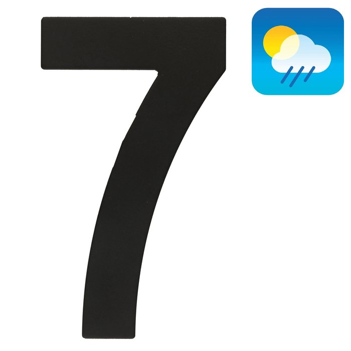 HDD Numéro de maison "7" noir d'une hauteur de 130 mm Structure UV