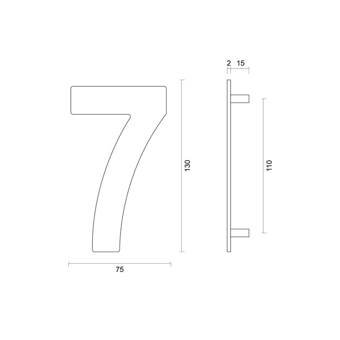 HDD Black house number "7" with a height of 130 mm Structure UV