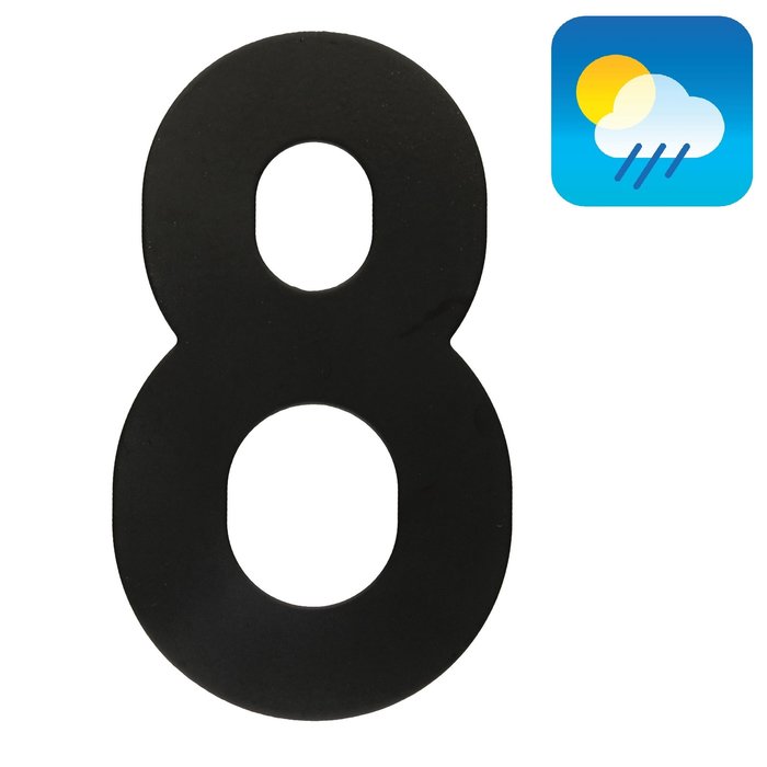HDD Black house number "8" with a height of 130 mm Structure UV