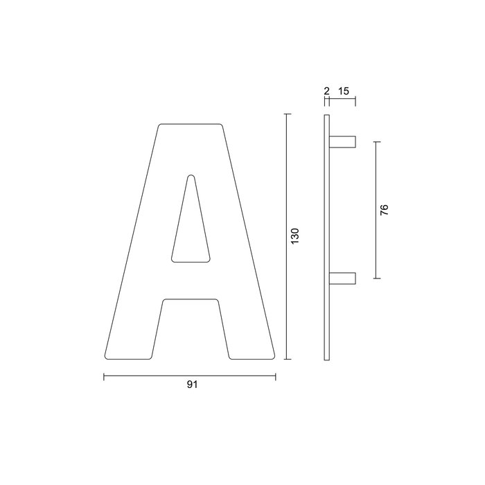 HDD Zwarte huisletter "A" met een hoogte van 130 mm Structuur UV