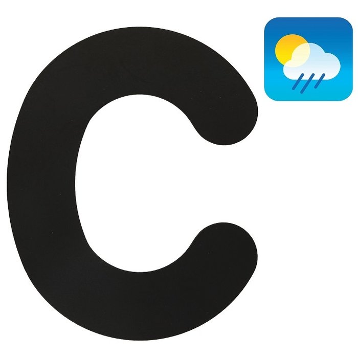 HDD Schwarzer Hausbuchstabe „C“ mit einer Höhe von 130 mm Struktur UV