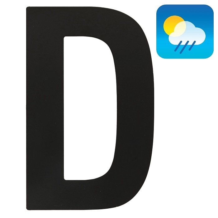 HDD Black house letter "D" with a height of 130 mm Structure UV