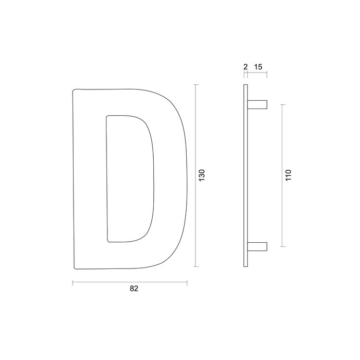 HDD Schwarzer Hausbuchstabe „D“ mit einer Höhe von 130 mm Struktur UV