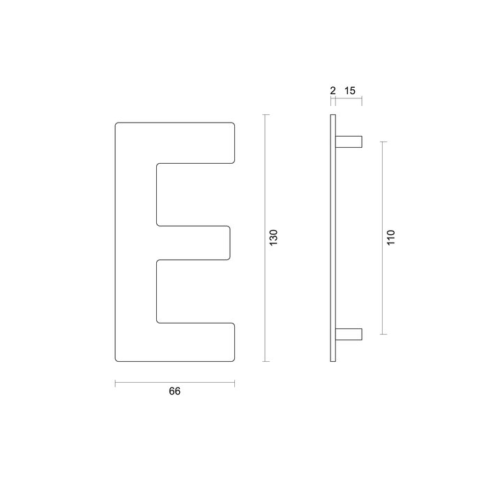 HDD Black house letter "E" with a height of 130 mm Structure UV