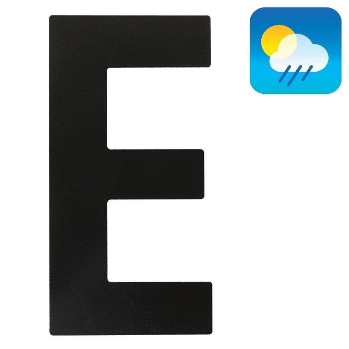 HDD Black house letter "E" with a height of 130 mm Structure UV