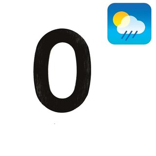 HDD House number flat "0" - self-adhesive - 75mm - black structure UV