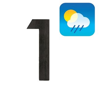 HDD House number flat "1" - self-adhesive - 75mm - black structure UV