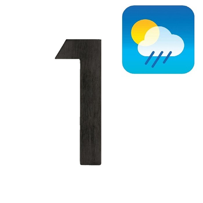 HDD Black house number flat "1" - self-adhesive - 75mm - black UV structure