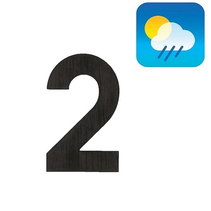 HDD Black house number flat "2" - self-adhesive - 75mm - black UV structure