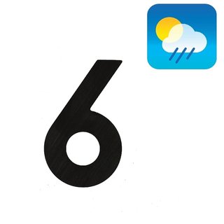 HDD Hausnummer flach "6" - selbstklebend - 75mm - schwarze Struktur UV