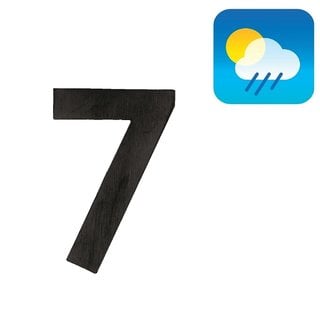 HDD House number flat "7" - self-adhesive - 75mm - black structure UV
