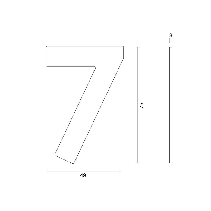 HDD Black house number flat "7" - self-adhesive - black UV structure