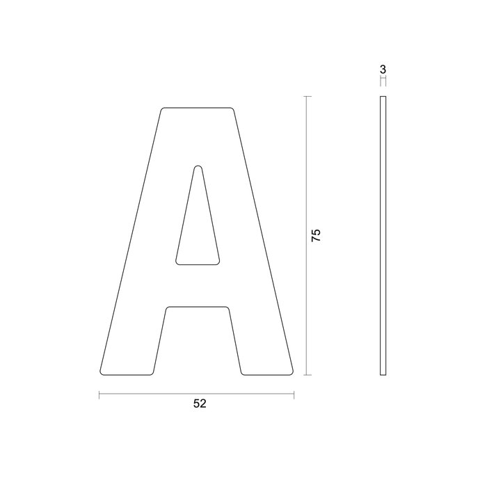 HDD House letter flat "A" - self-adhesive - 75mm - black structured UV