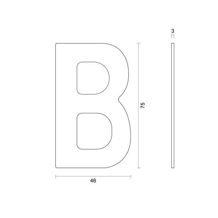 HDD Black house letter flat "B" - self-adhesive - 75mm - black UV structure