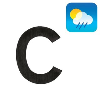 HDD House letter flat "C" - self-adhesive - 75mm - black structure UV