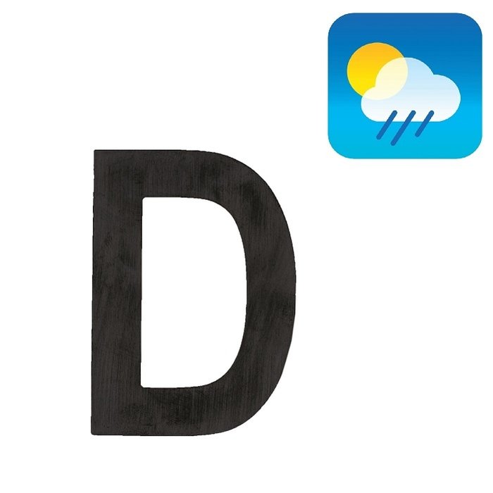HDD Lettre maison plate "D" noire - autocollante - 75mm - structure UV noire