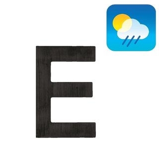 HDD Huisletter plat "E" - zelfklevend - 75mm - zwart structuur UV
