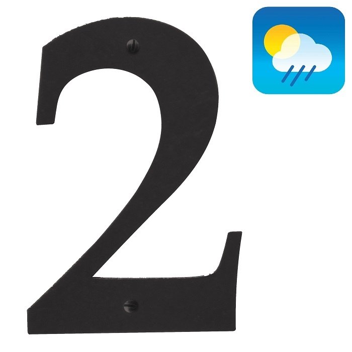 HDD Black house number "2" - RETRO -105 mm - black smooth UV