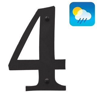 HDD House number "4" - RETRO -105 mm - black smooth UV