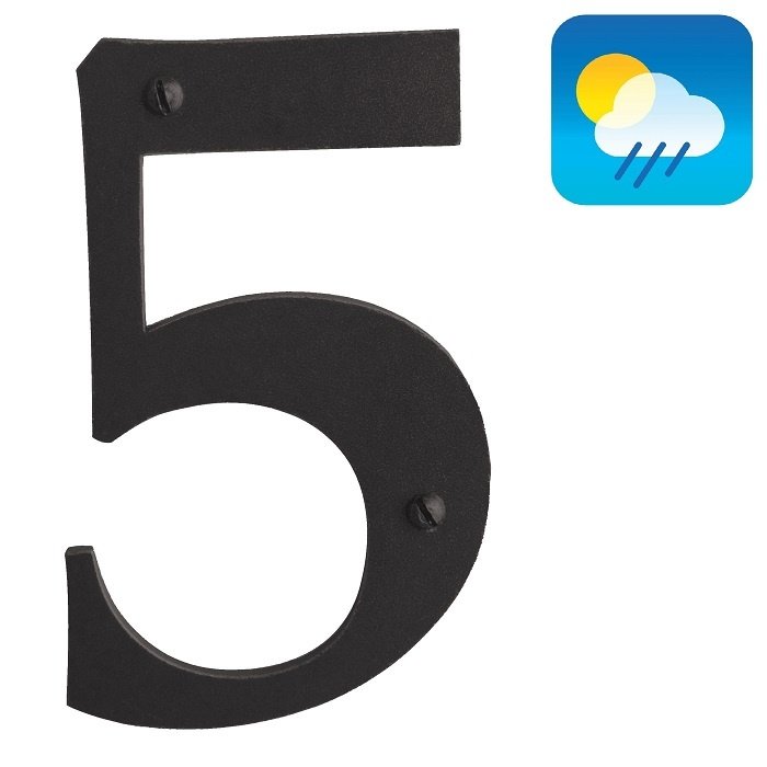 HDD Black house number "5" - RETRO -105 mm - black smooth UV