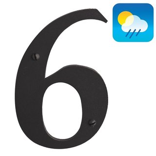 HDD House number "6" - RETRO -105 mm - black smooth UV