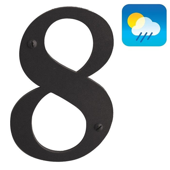 HDD Black house number "8" - RETRO -105 mm - black smooth UV