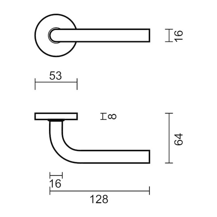 HDD Matt bronze door handles L-SHAPE 16 mm