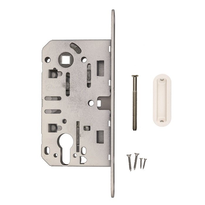 AGB Weißes Magnetschloss AGB - Frontplatte 195x22mm - Zylinderschaftgröße 85mm