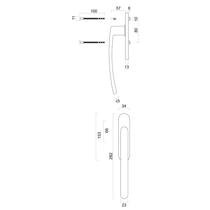 HDD Hebe-Schiebetür-Beschlag oval C-SHAPE Edelstahloptik Paar
