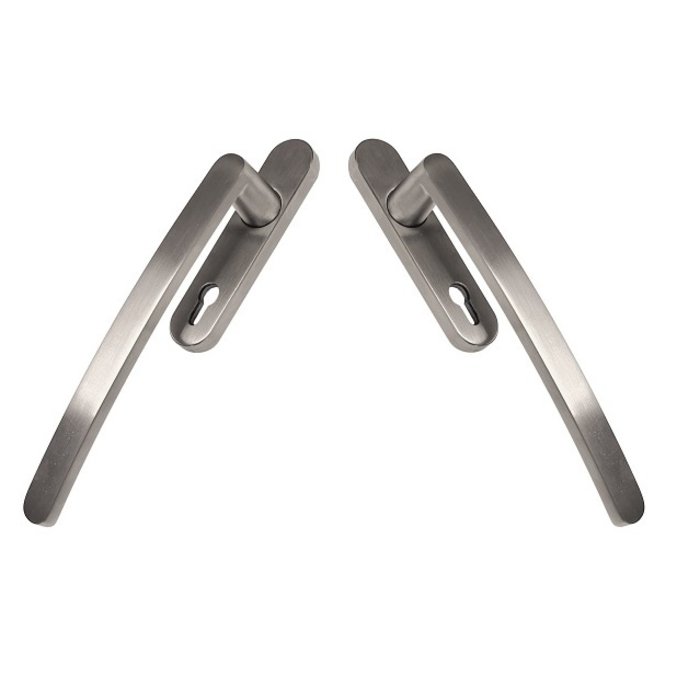 HDD Lift/slide door fitting oval C-SHAPE stainless steel look - pair of cylinder