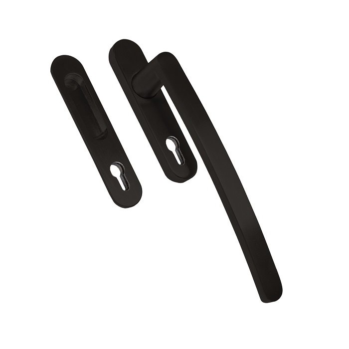 HDD Ferrure pour porte levante/coulissante noire C-SHAPE ovale avec vasque pour porte coulissante et ouverture pour cylindre