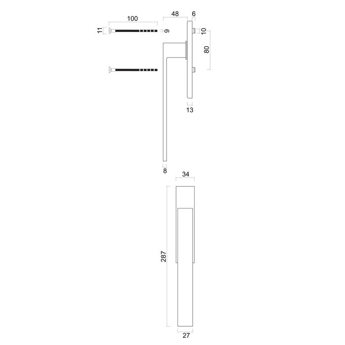 HDD Ferrure pour porte levante/coulissante noire COSMIC paire