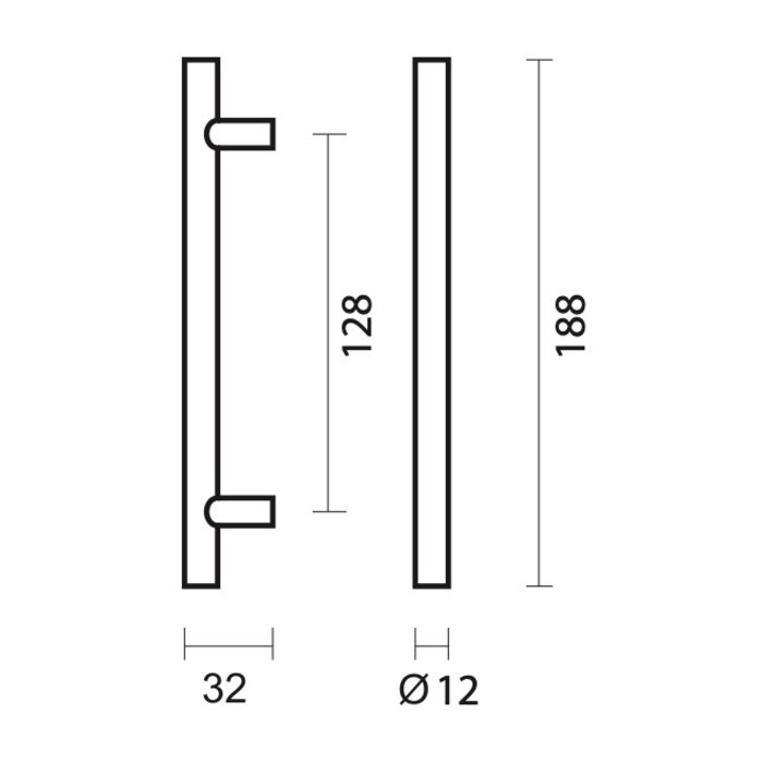 HDD Zwarte meubelgreep T