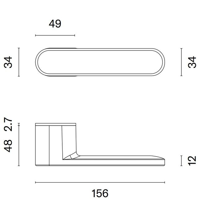 Aprile Black solid Aprile door handles GUAVA - WC left