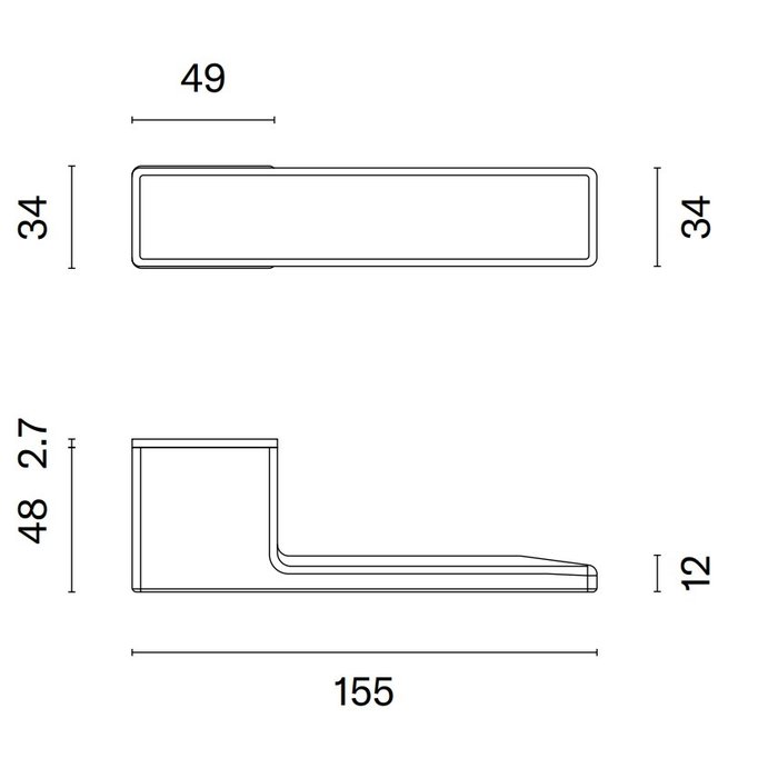Aprile Black solid Aprile door handles HEDERA - WC left