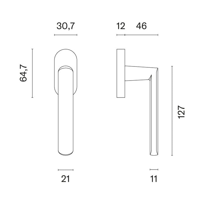 Aprile Chroom gepolijste Aprile raamkruk FRAGOLA R