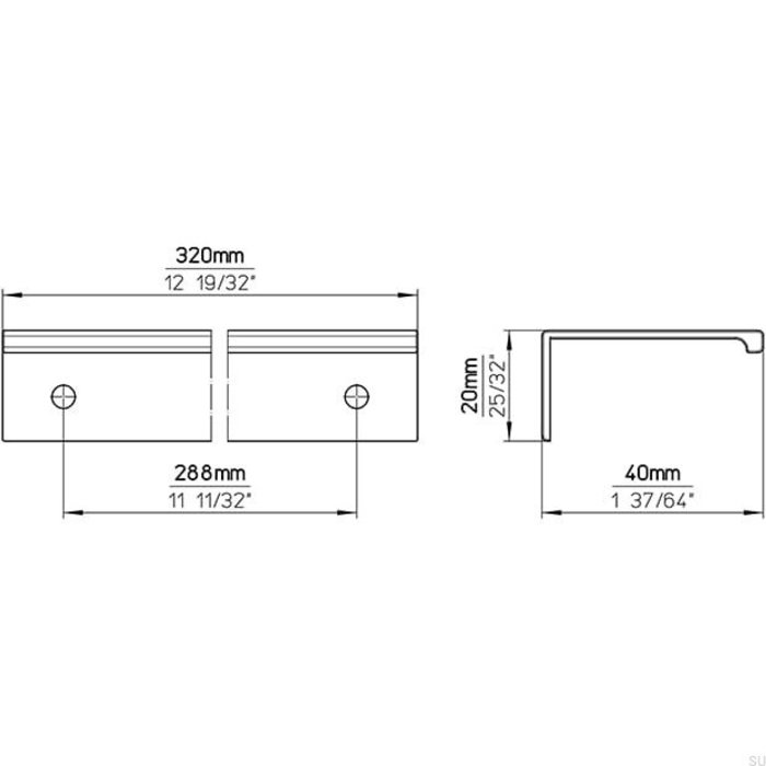 I.B.E. Hoekgreep L=320 mm ijzer geborsteld effect